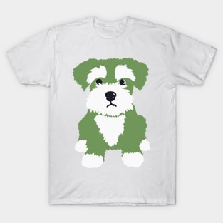 Little Green Miniature Schnauzer Puppy on A Pink Background T-Shirt